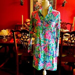 Fabulous Lilly Pulitzer Salt in the Air print Skipper popover dress M